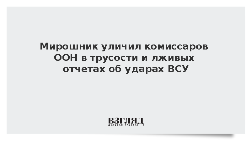 Мирошник уличил комиссаров ООН в трусости и лживых отчетах об ударах ВСУ